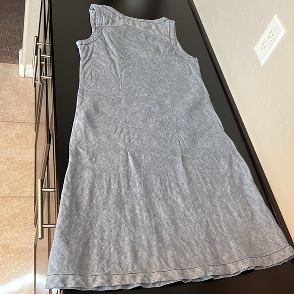 Horny Toad Linen Sheath Dress Blue Chambray Shift Knee Length Sleeveless, sz S - Picture 9 of 10